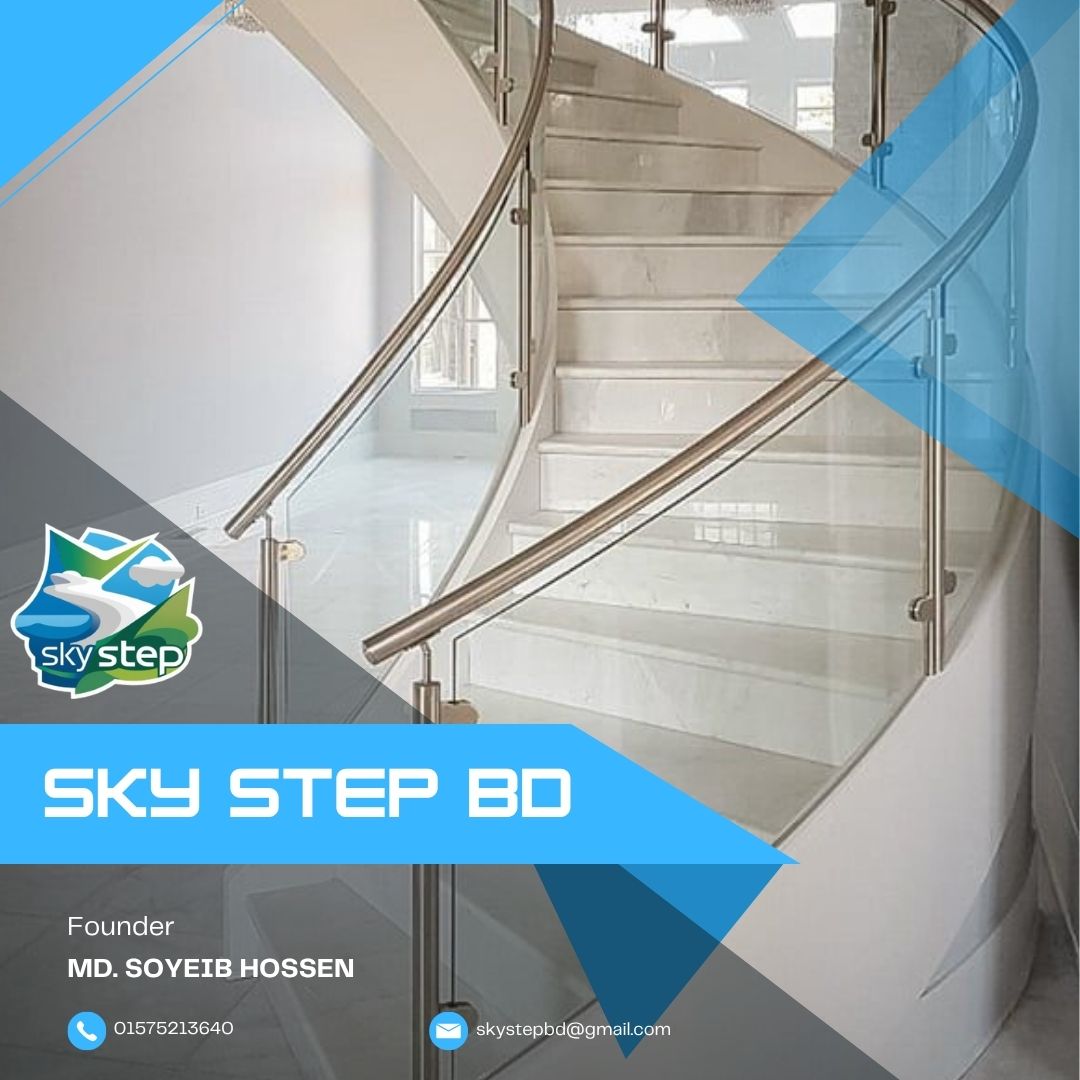 glass railing skystep stair railing glass work railing modern railing perfect railing (1)